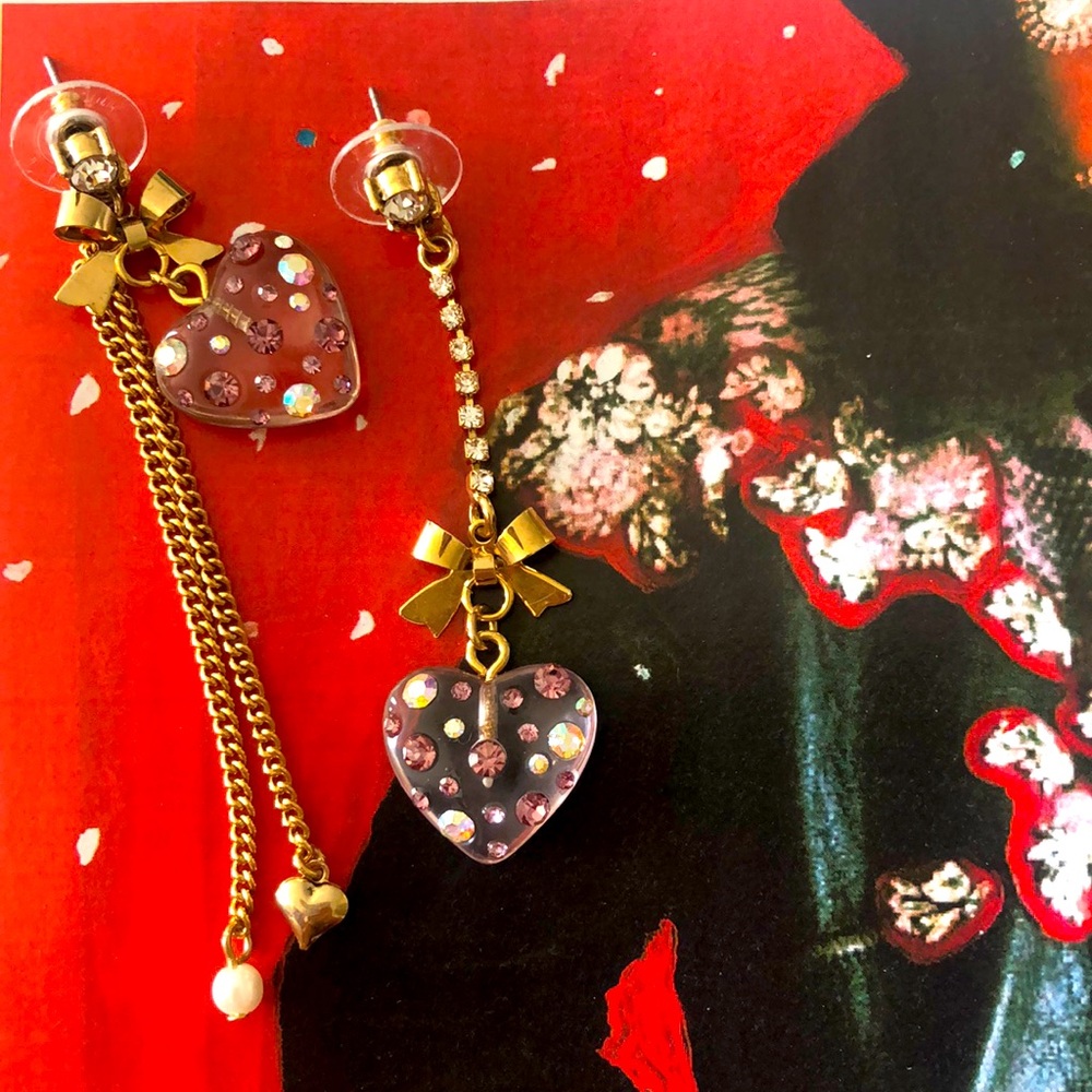 Betsy Johnson Drop Heart Earrings